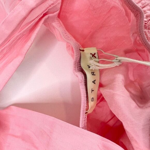 Stark X Top Womens Medium Pink Wide Straps Shirred Bodice Kamil Peplum Hem new - Picture 3 of 10